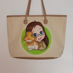 书包画 女孩和兔子